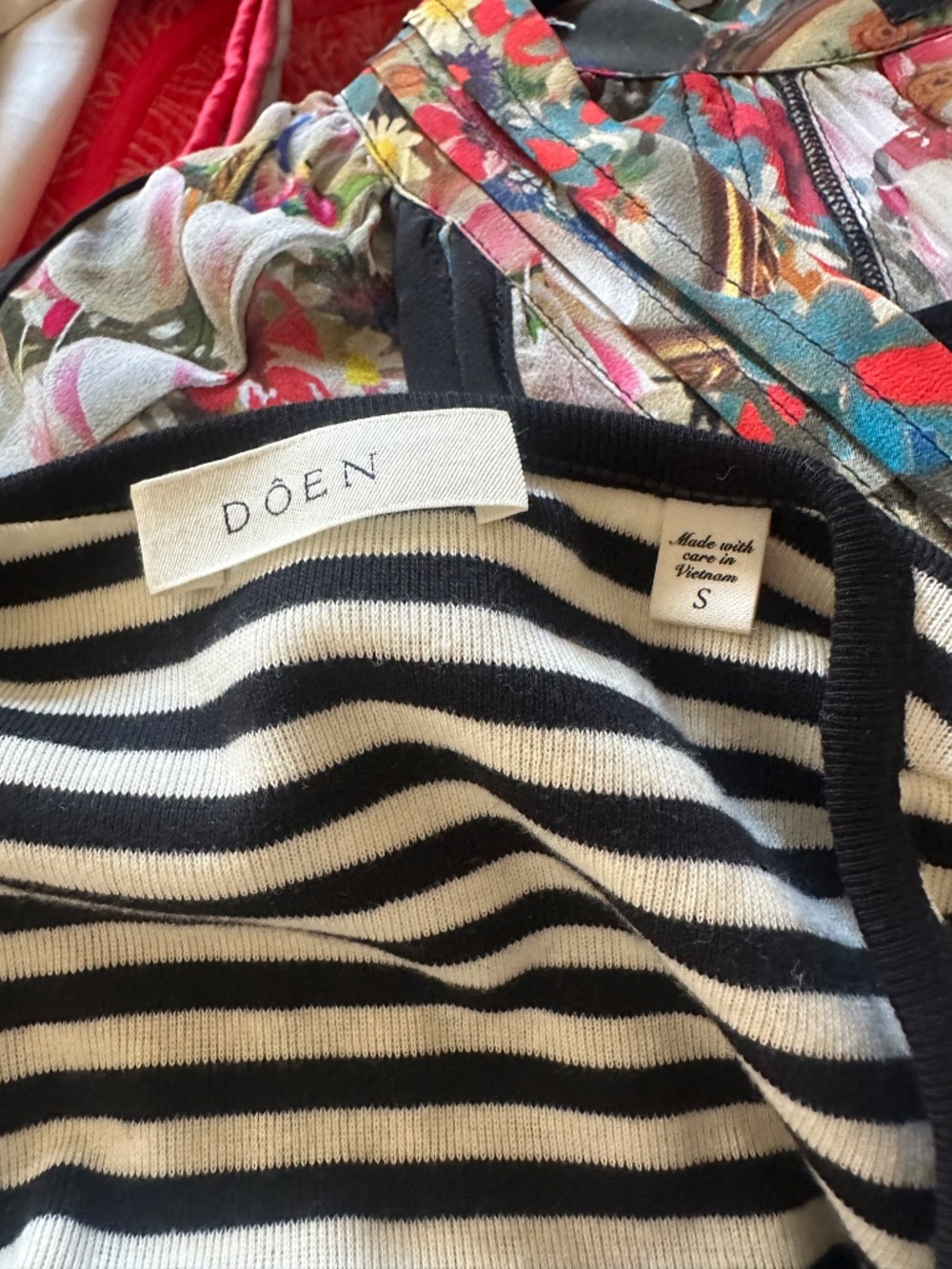 Doen Amelie Tee Black Nantucket Stripe Size S - Picture 4 of 5